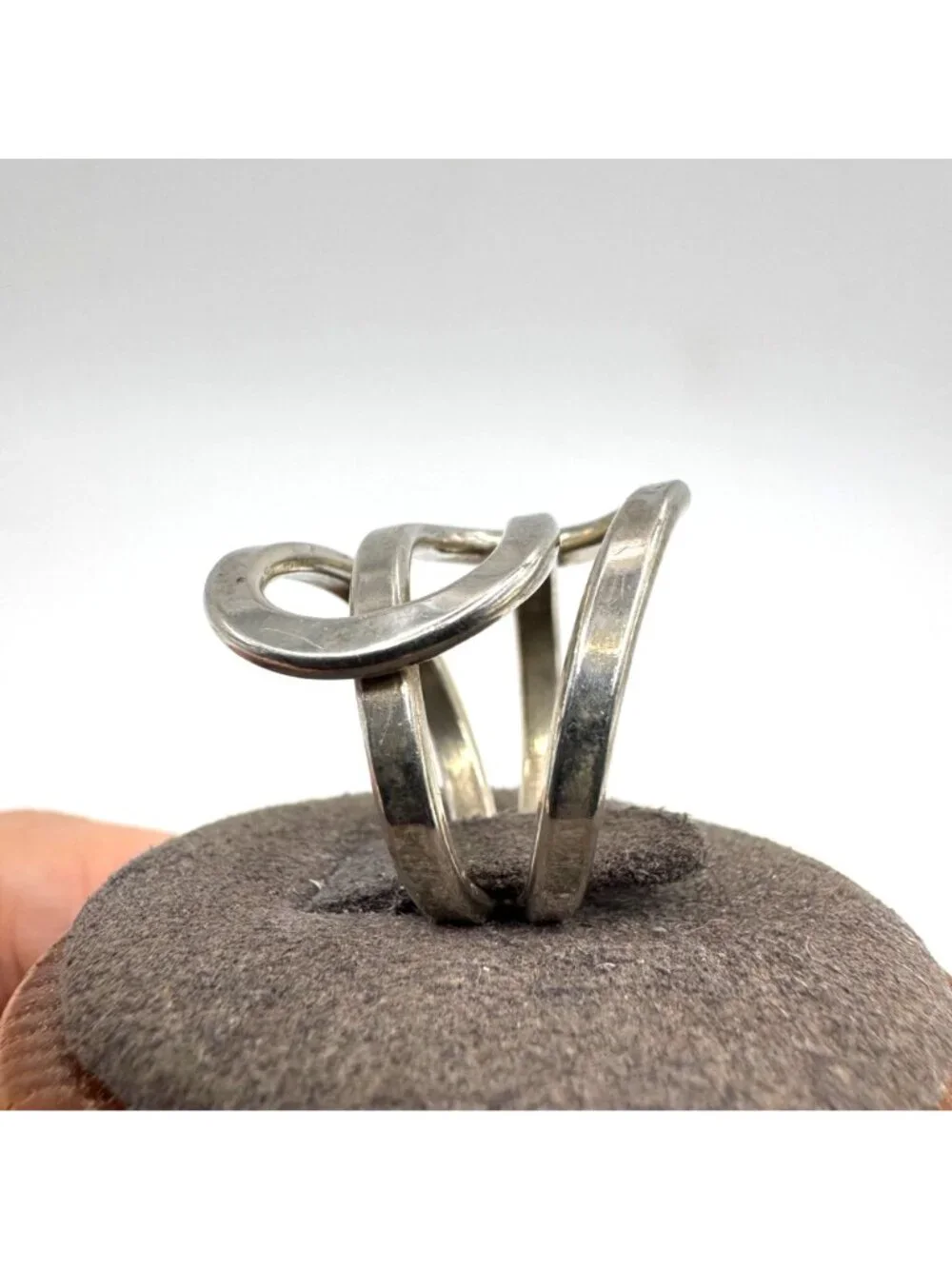 Modernist Open Twist Design Ring Sterling Silver 925 Size 6.75